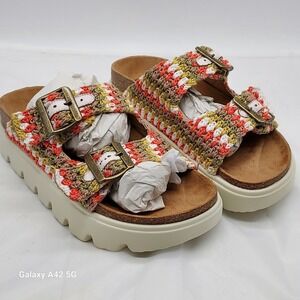 Hey Girl by Corkys Rumor Has It Crochet Buckle Platform Sandals Size 7
